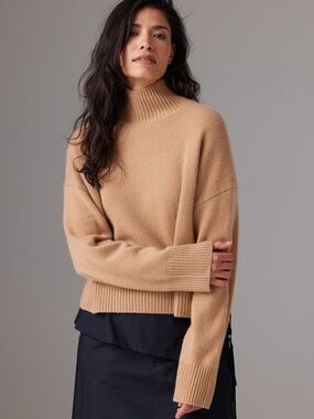 Colorush Mock Neck Sweater - Camel